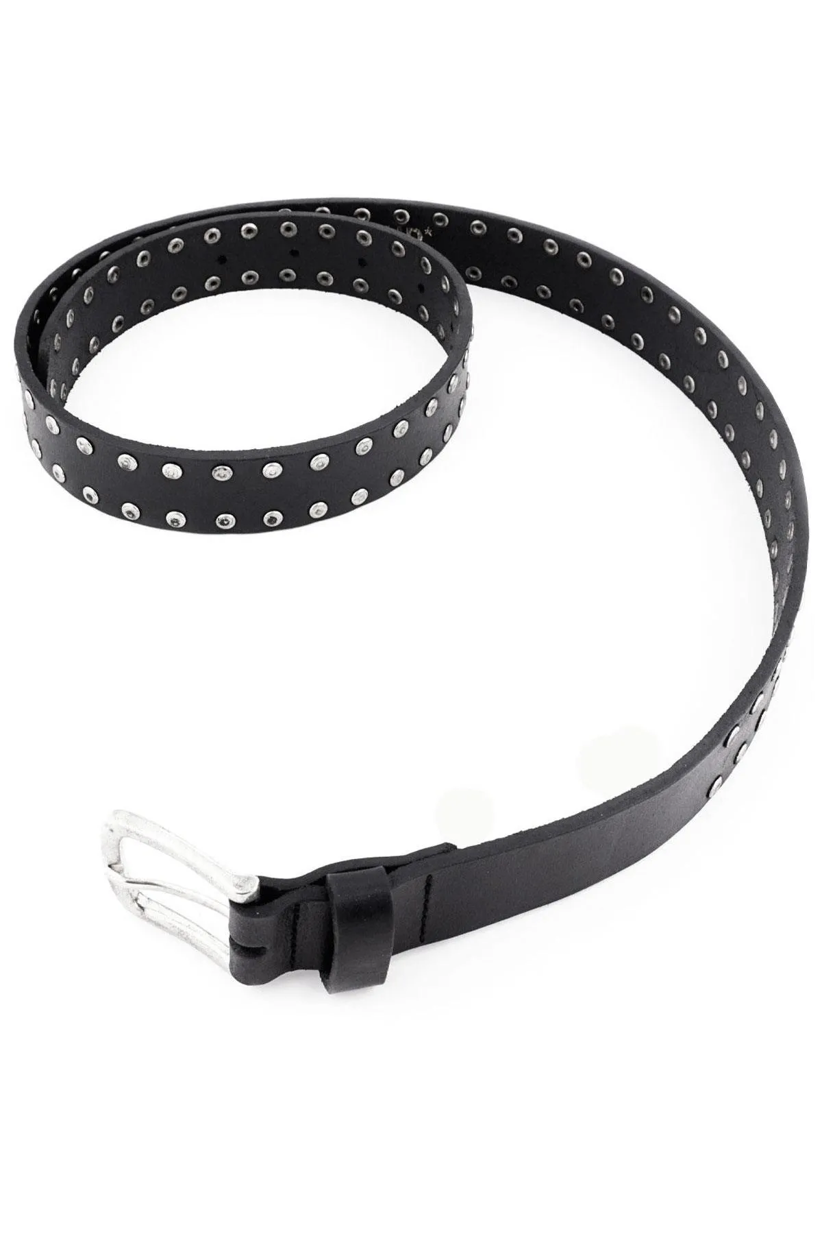 Hakiki Manda Derisi Siyah Metal Detaylı Kız Çocuk Kemer