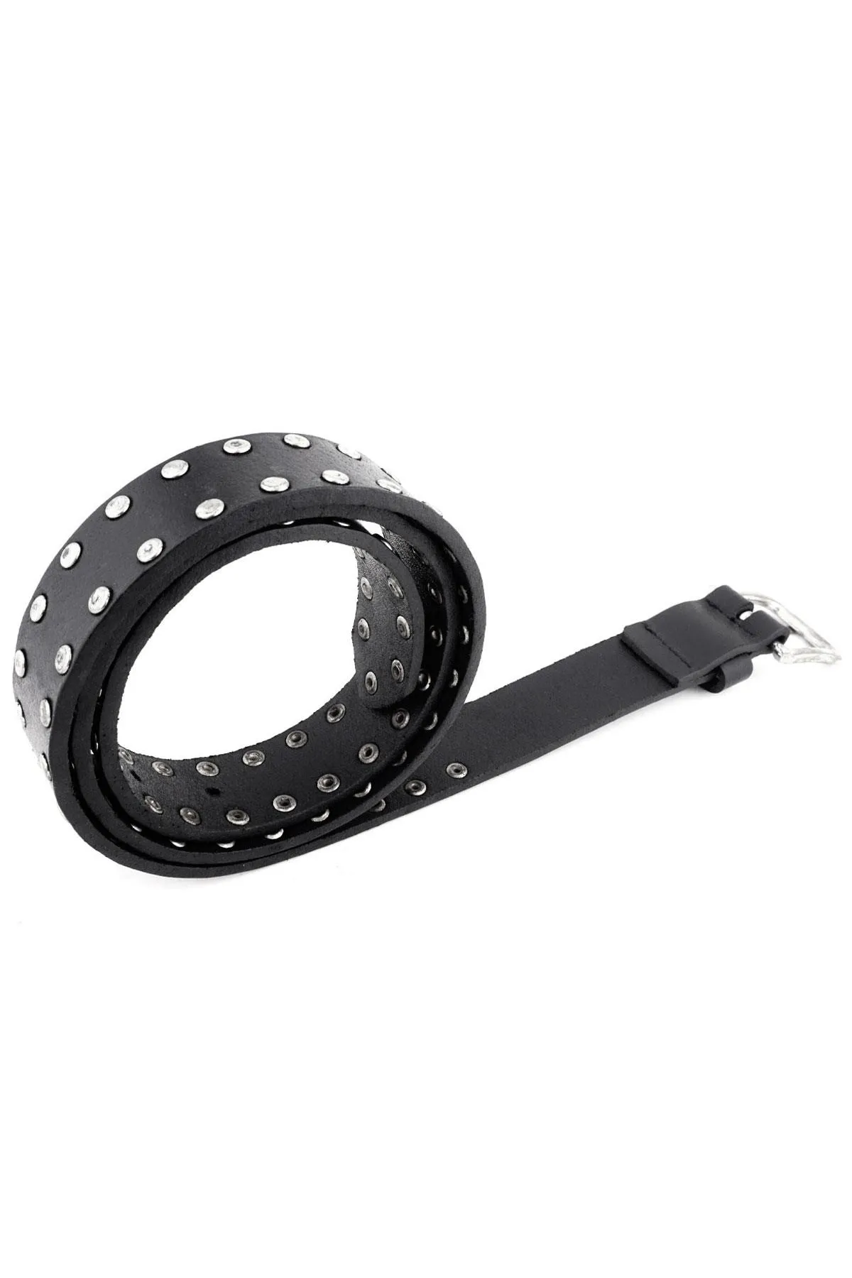 Hakiki Manda Derisi Siyah Metal Detaylı Kız Çocuk Kemer