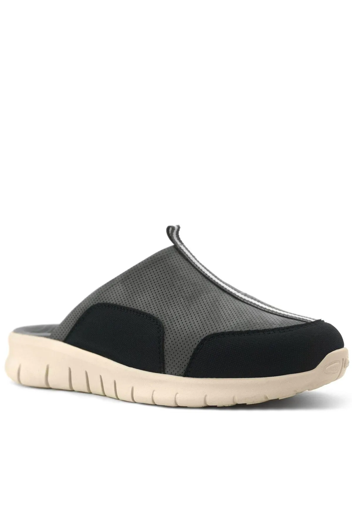 Heep Medikal Hakiki Deri Gri Siyah Krem Tabanlı Comfort Spor Terlik