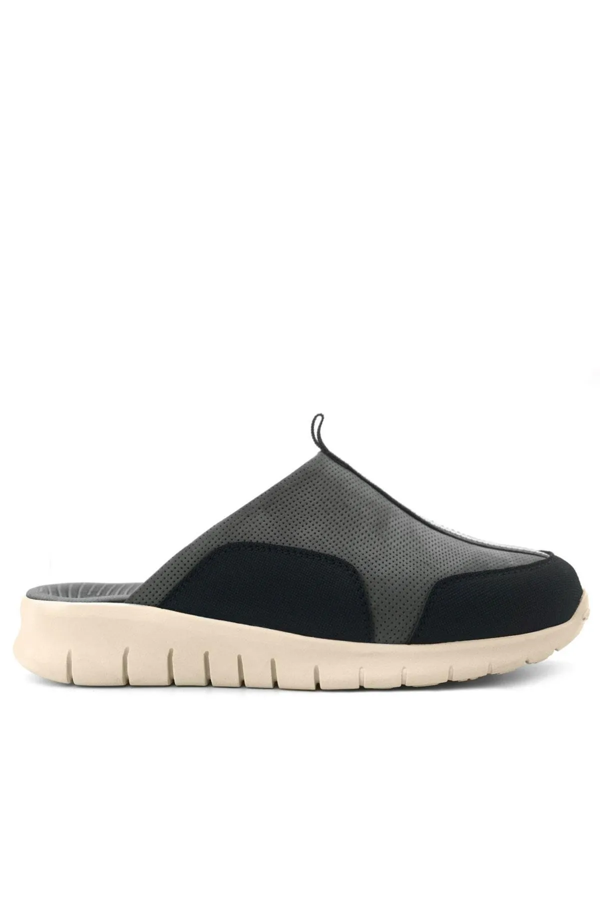 Heep Medikal Hakiki Deri Gri Siyah Krem Tabanlı Comfort Spor Terlik
