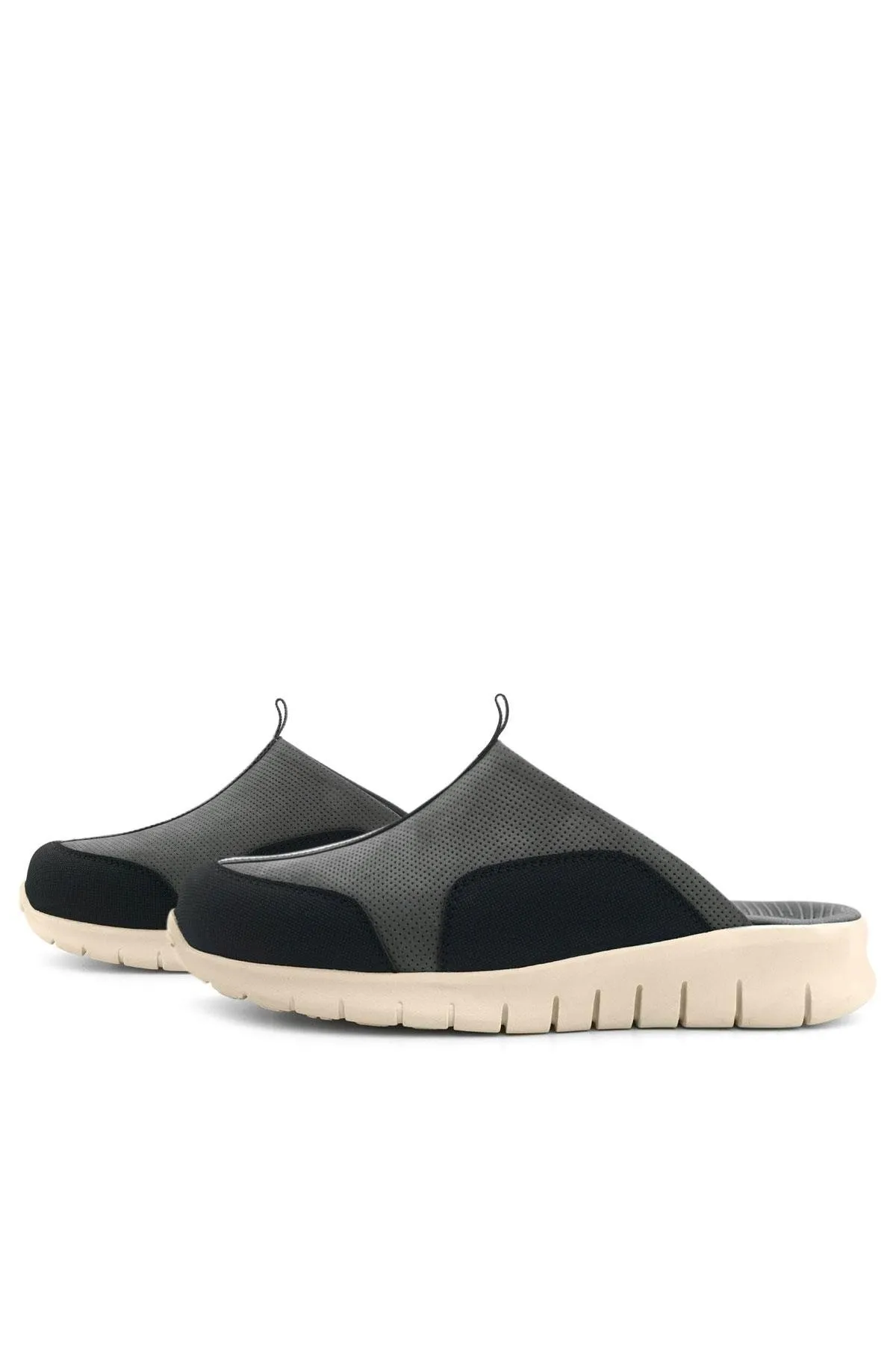 Heep Medikal Hakiki Deri Gri Siyah Krem Tabanlı Comfort Spor Terlik