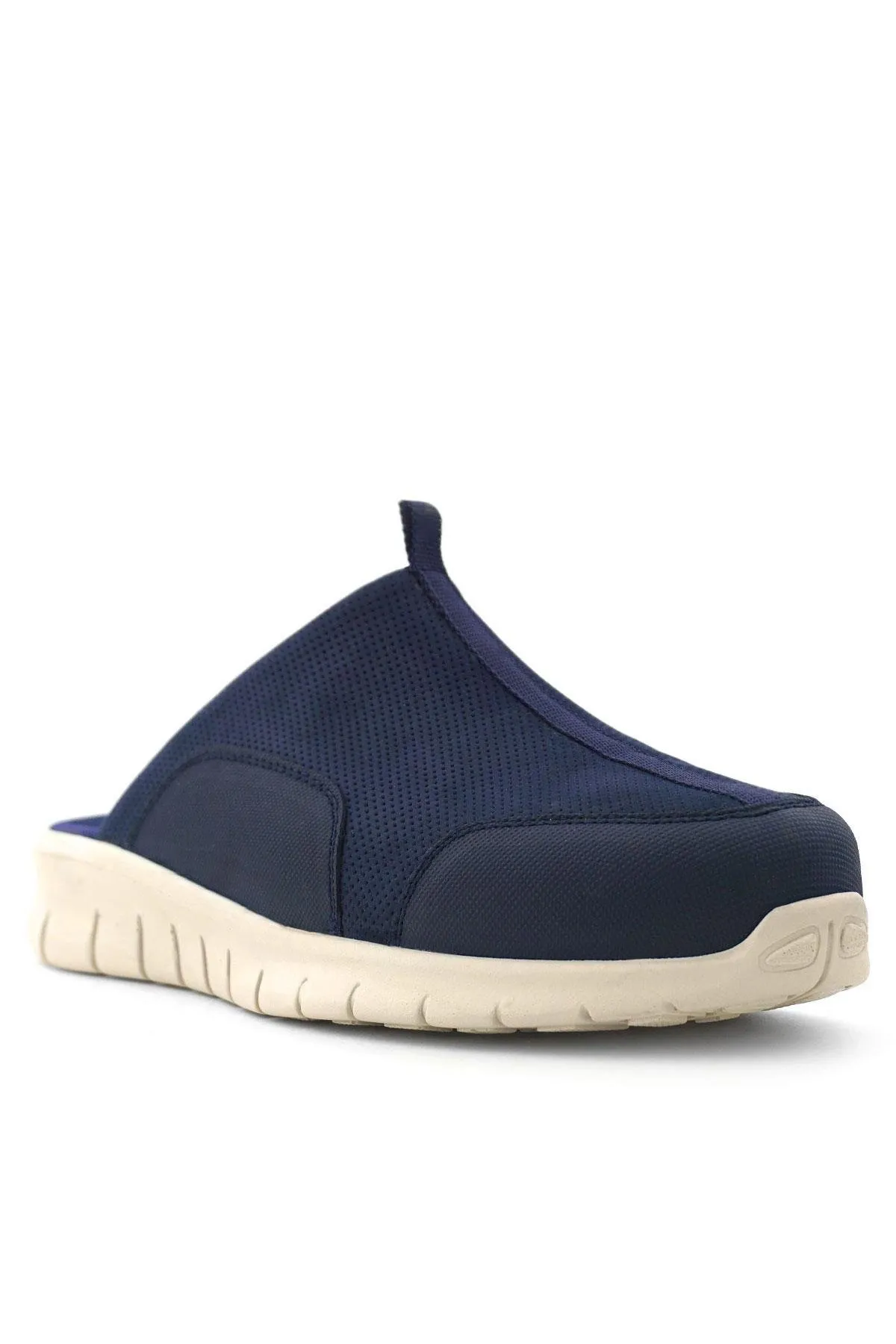Heep Medikal Hakiki Deri Koyu Lacivert Krem Tabanlı Comfort Spor Terlik