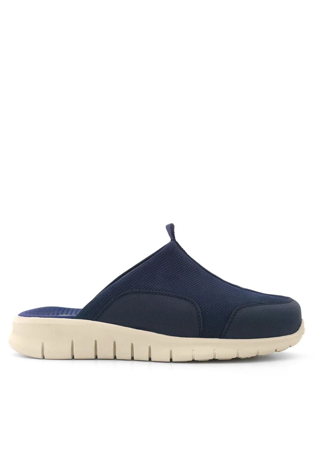 Heep Medikal Hakiki Deri Koyu Lacivert Krem Tabanlı Comfort Spor Terlik