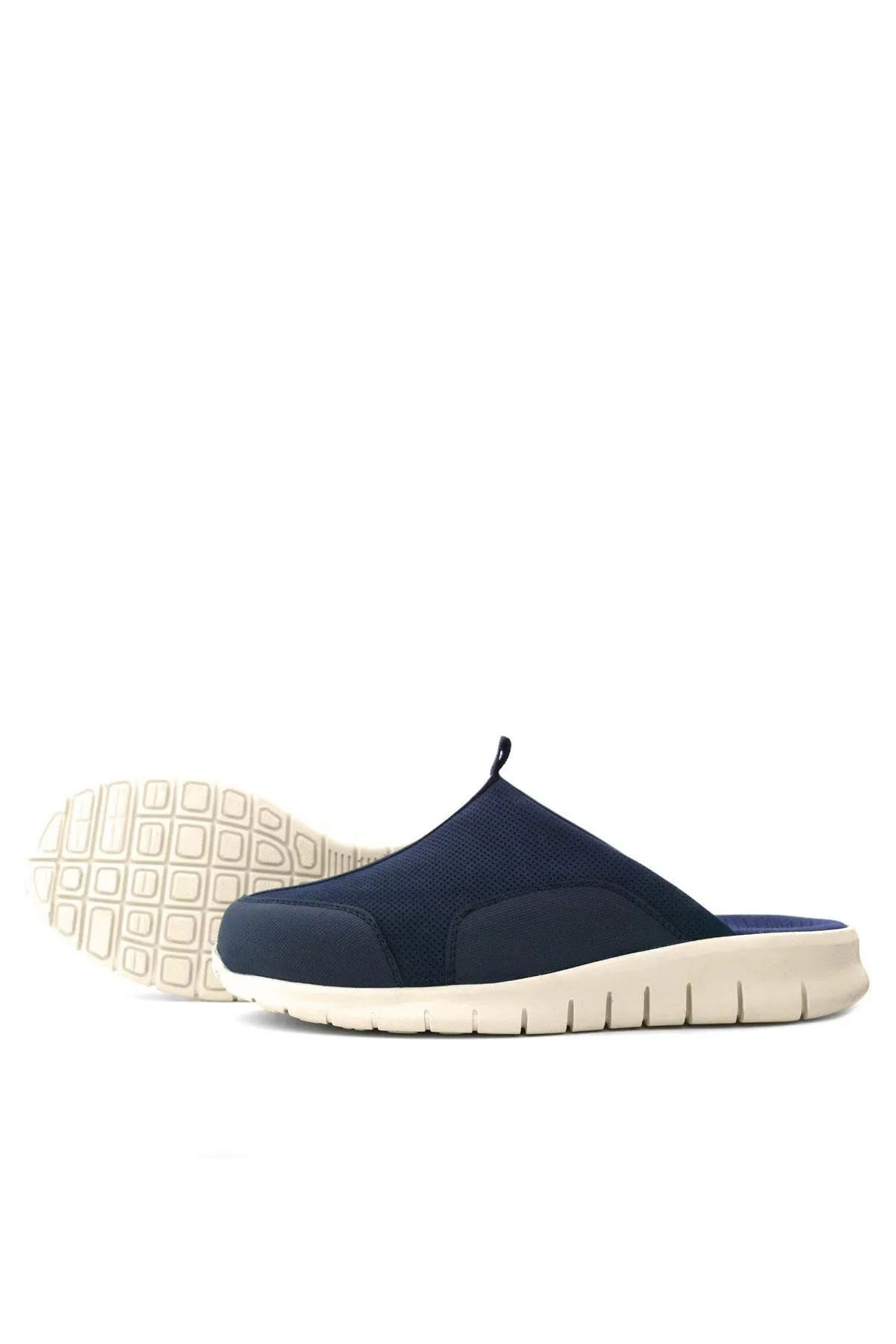 Heep Medikal Hakiki Deri Koyu Lacivert Krem Tabanlı Comfort Spor Terlik
