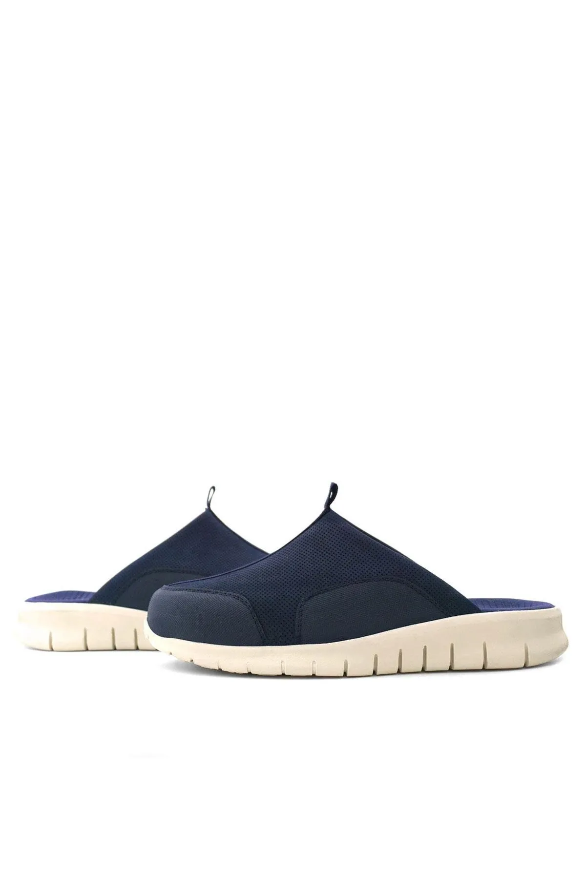 Heep Medikal Hakiki Deri Koyu Lacivert Krem Tabanlı Comfort Spor Terlik