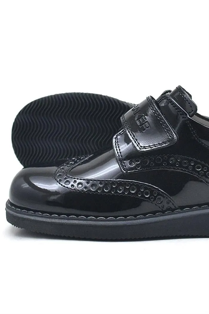 Hidra Siyah Rugan Cırtlı Erkek Çocuk Klasik Ayakkabı