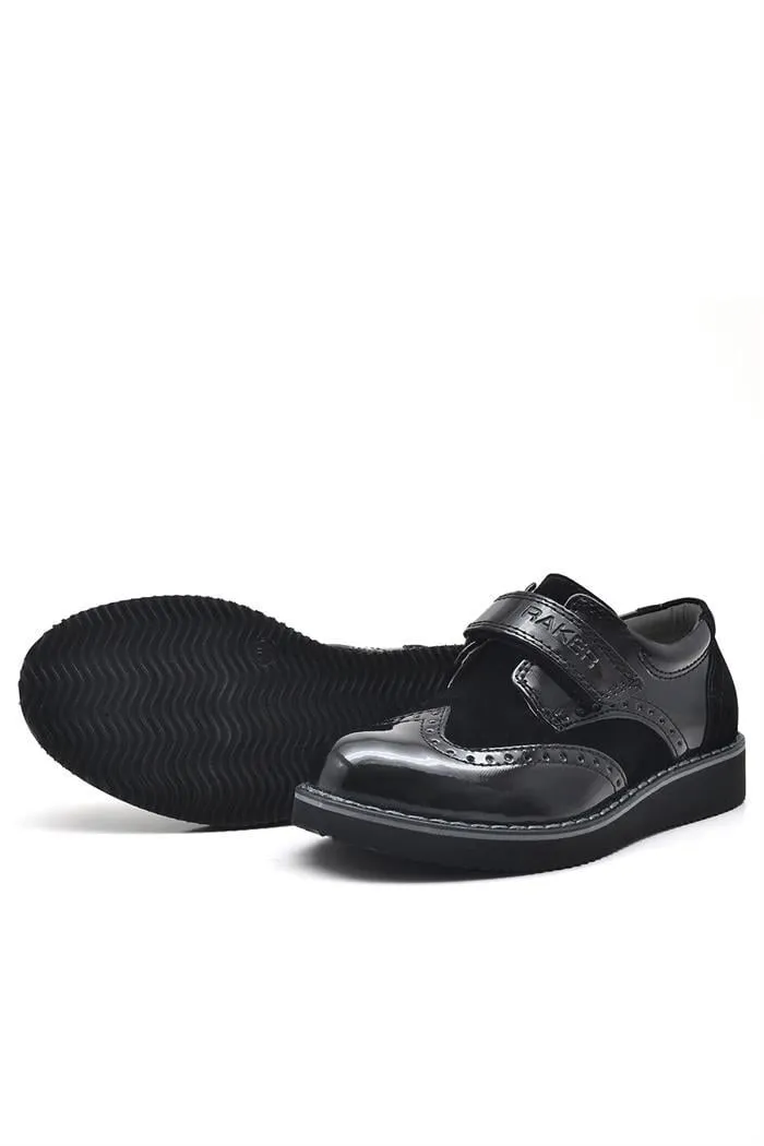 Hidra Siyah Rugan Cırtlı Erkek Çocuk Klasik Ayakkabı