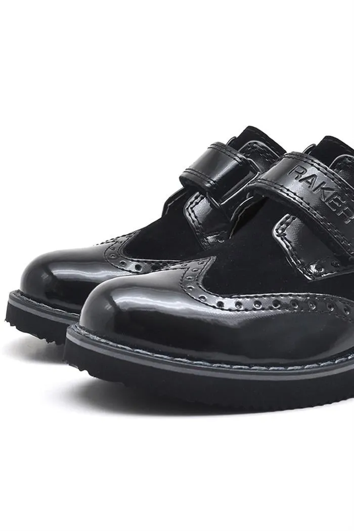 Hidra Siyah Rugan Cırtlı Erkek Çocuk Klasik Ayakkabı