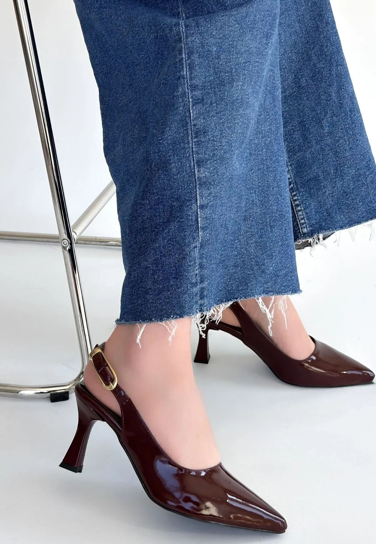 Hies Bordo Rugan Topuklu Ayakkabı