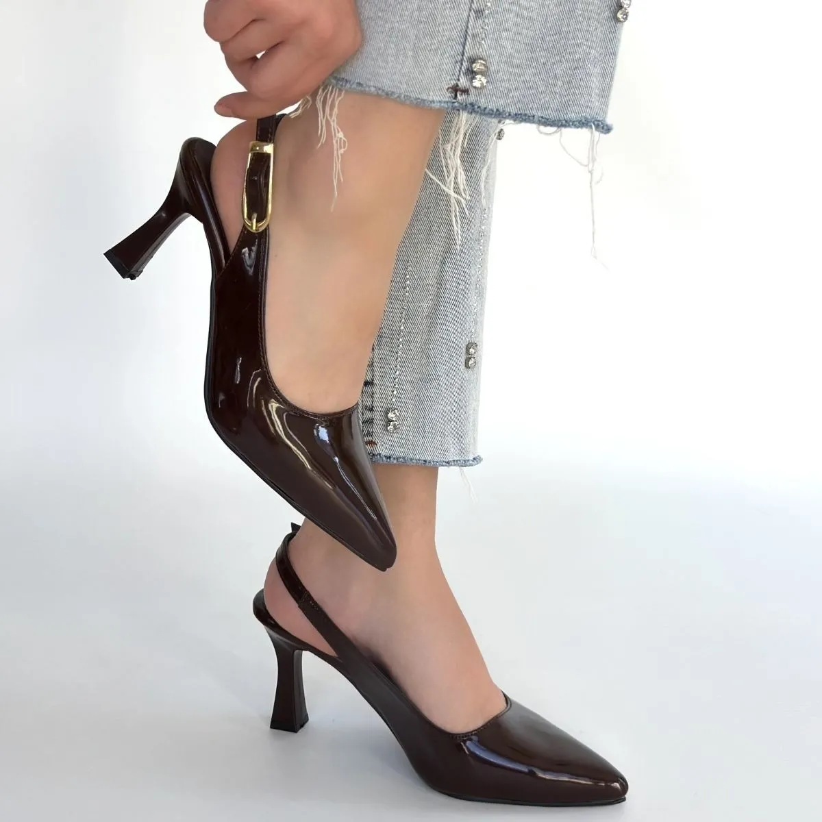 Hies Kahverengi Rugan Topuklu Ayakkabı