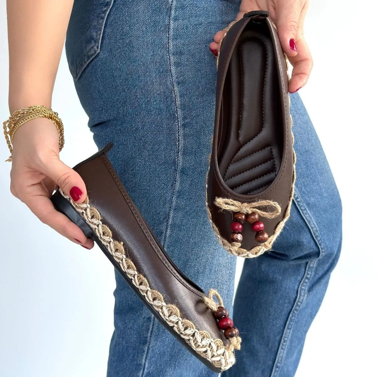 Ilwe Kahverengi Cilt Babet Ayakkabı