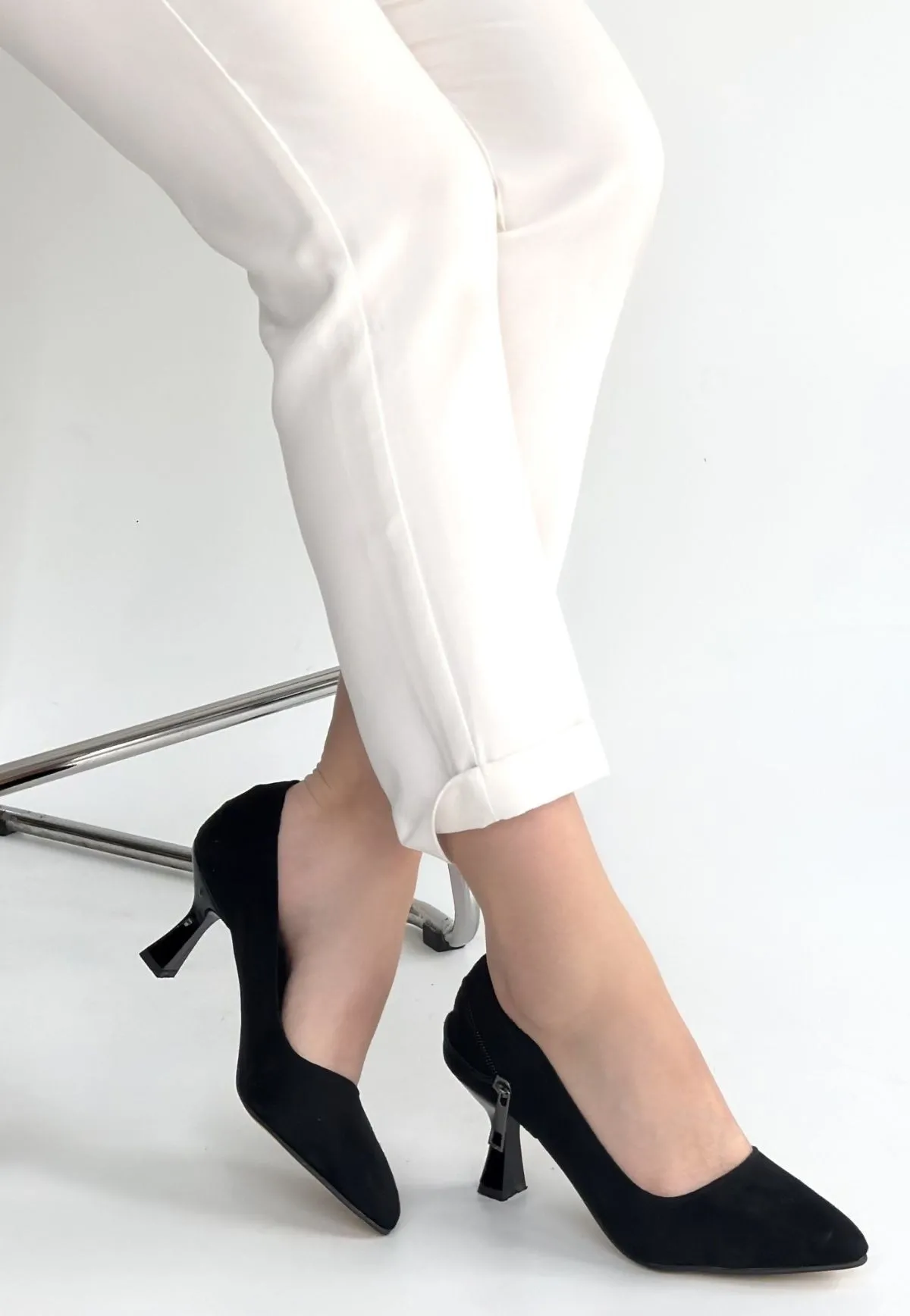 Jedi Siyah Süet Topuklu Ayakkabı