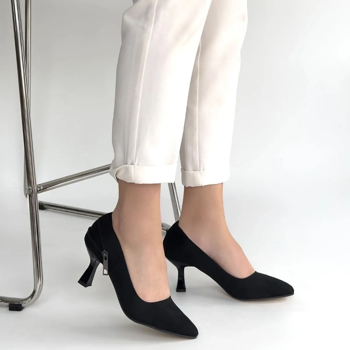 Jedi Siyah Süet Topuklu Ayakkabı