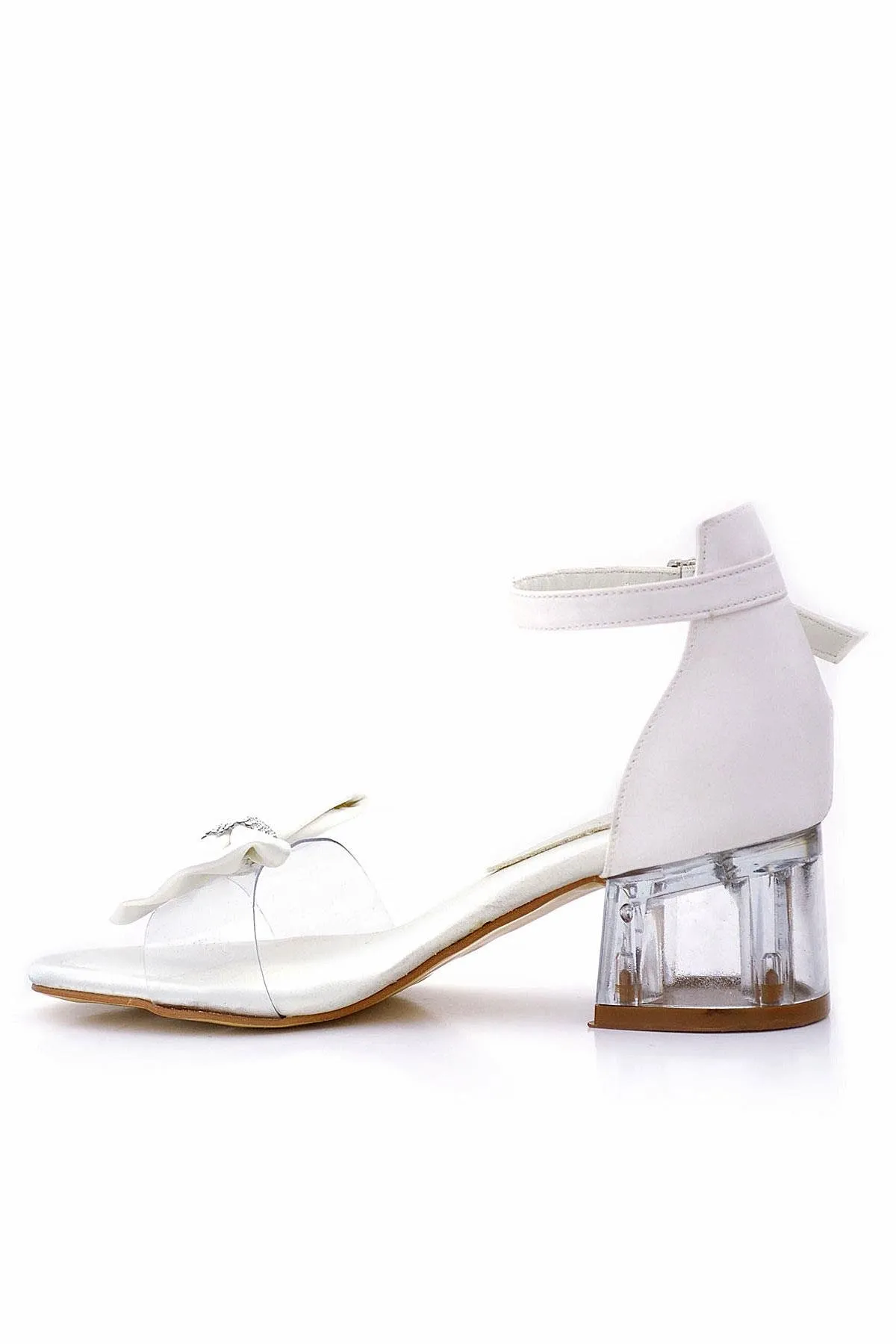 Jessie Sedef Saten Kurdeleli Kız Çocuk Topuklu Ayakkabı