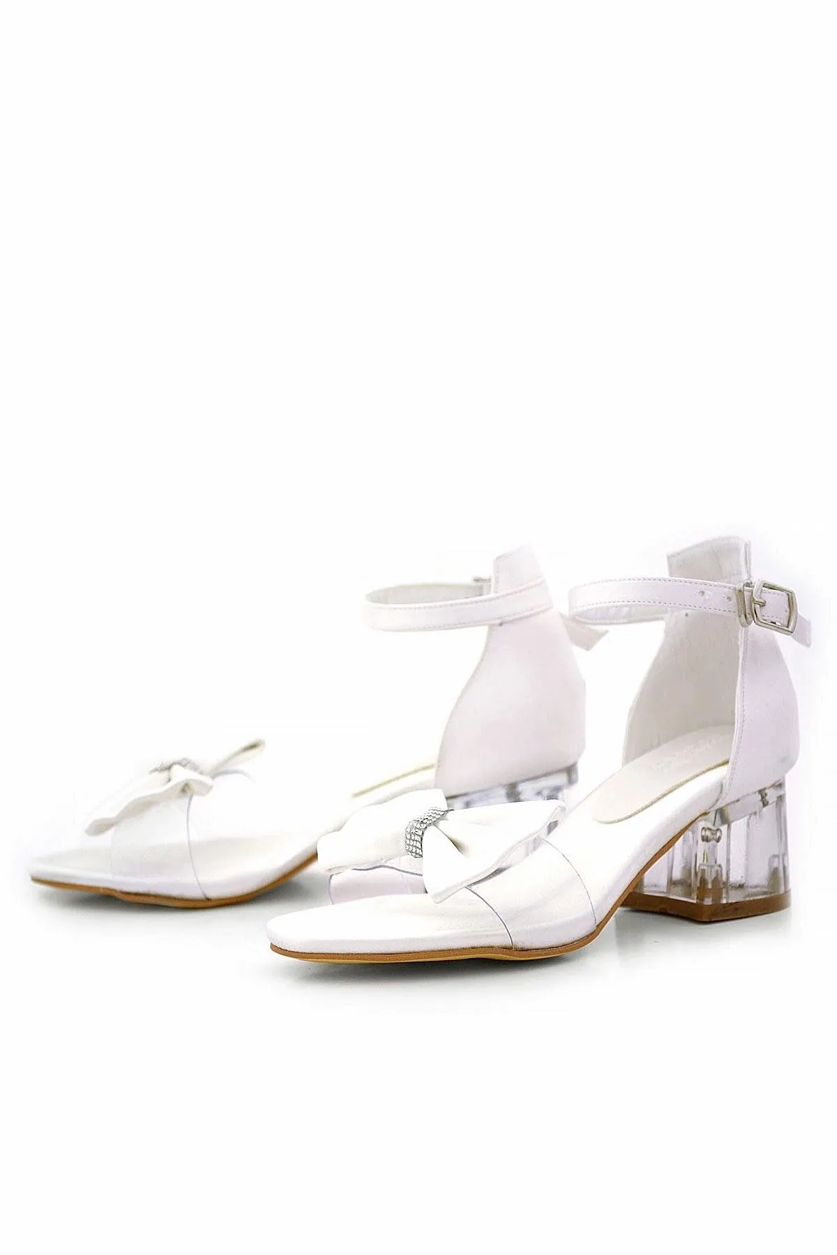 Jessie Sedef Saten Kurdeleli Kız Çocuk Topuklu Ayakkabı