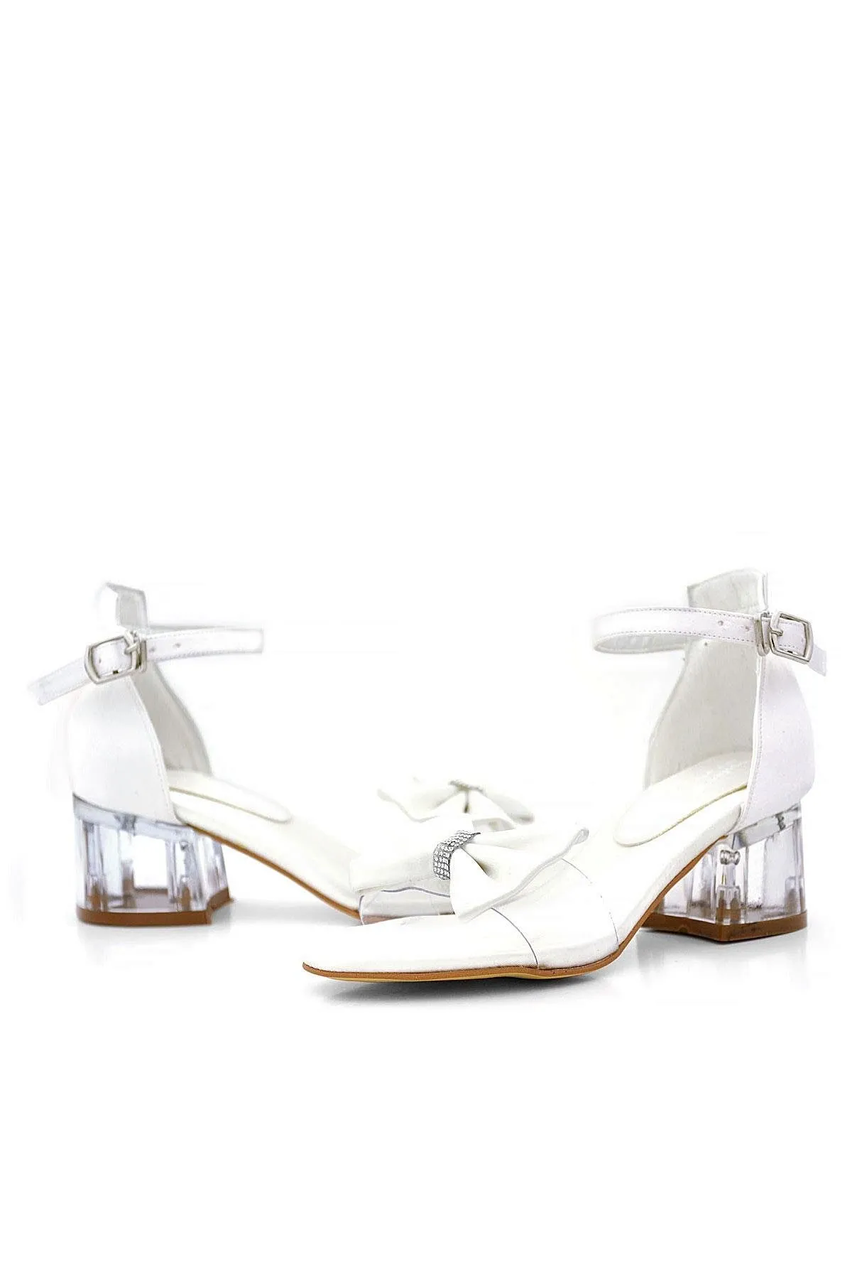 Jessie Sedef Saten Kurdeleli Kız Çocuk Topuklu Ayakkabı