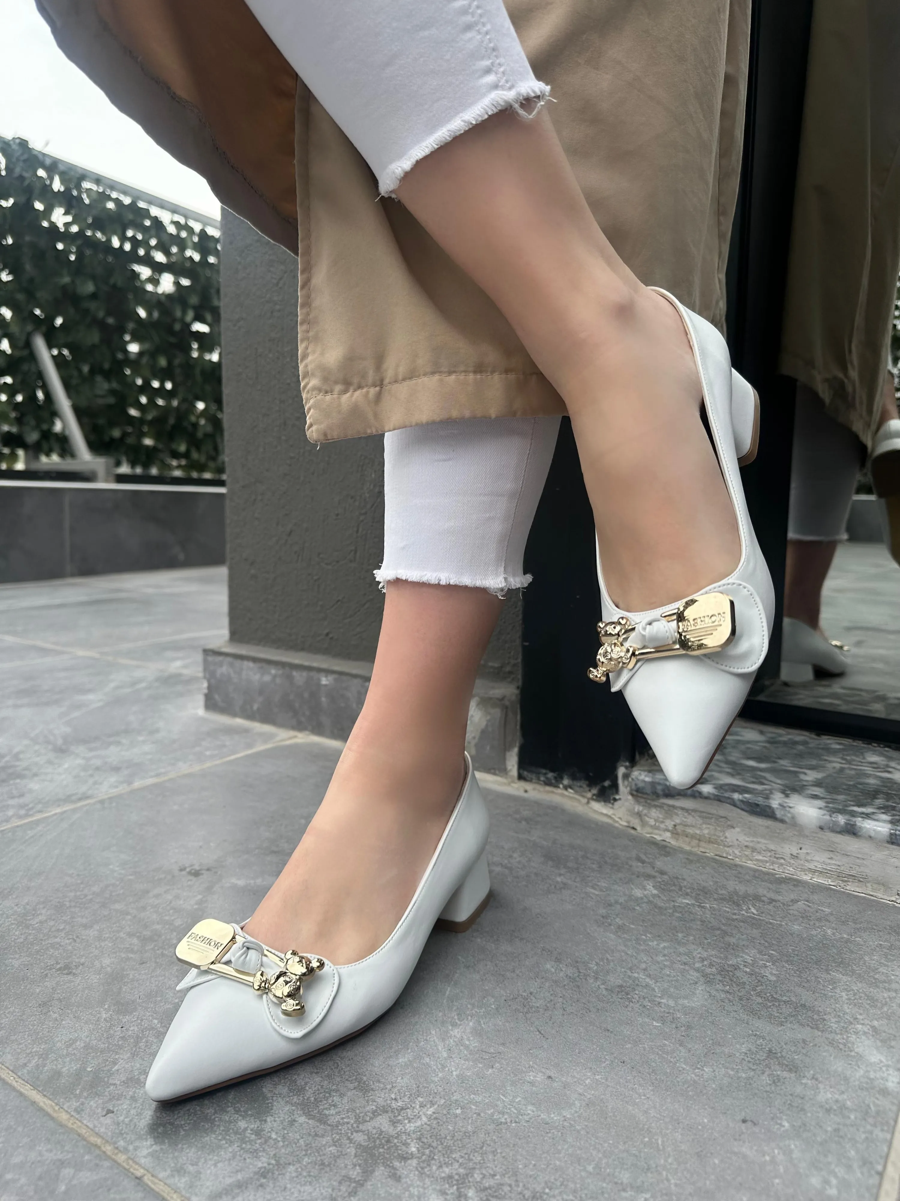 Jies Beyaz Topuklu Ayakkabı