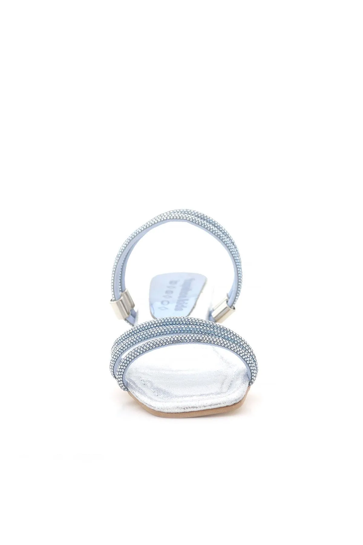 Judy Mavi Gümüş Taşlı Kız Çocuk Topuklu Terlik Ayakkabı