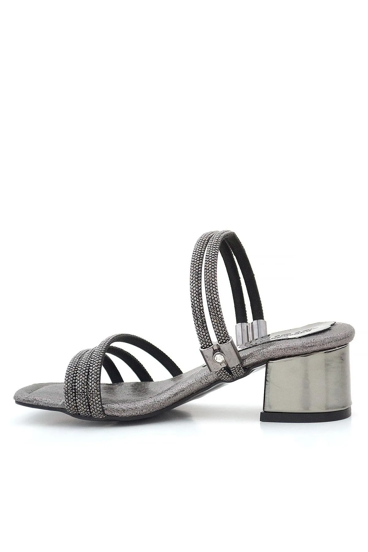 Judy Platin Taşlı Kız Çocuk Topuklu Terlik Ayakkabı