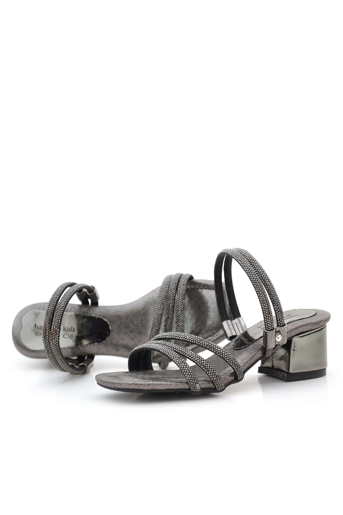 Judy Platin Taşlı Kız Çocuk Topuklu Terlik Ayakkabı