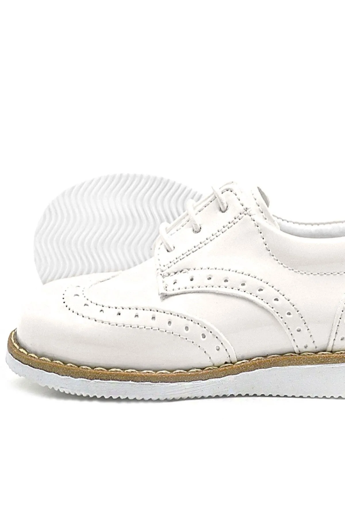 Krem Rugan Bağcıklı Erkek Bebek Klasik Ayakkabı