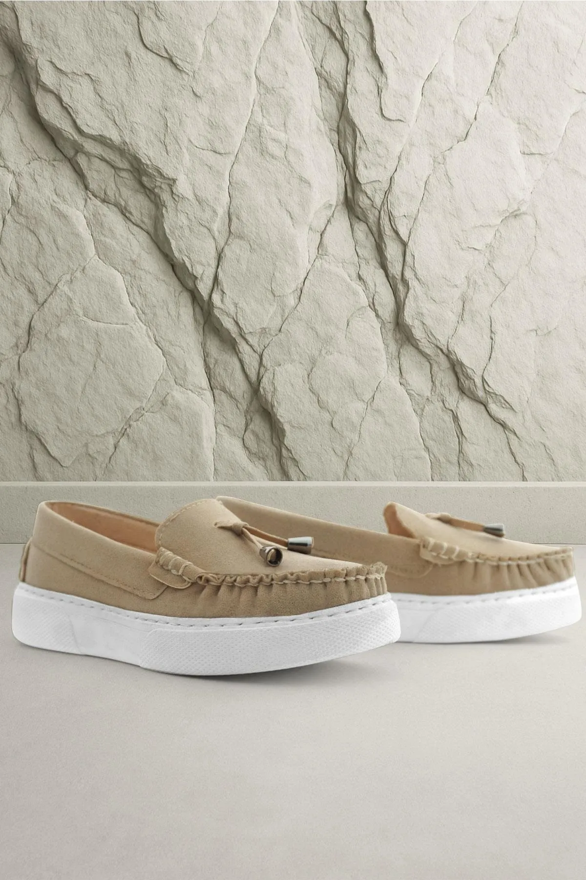 Kum Rengi Süet Ekstra Hafif Çocuk Makosen Ayakkabı