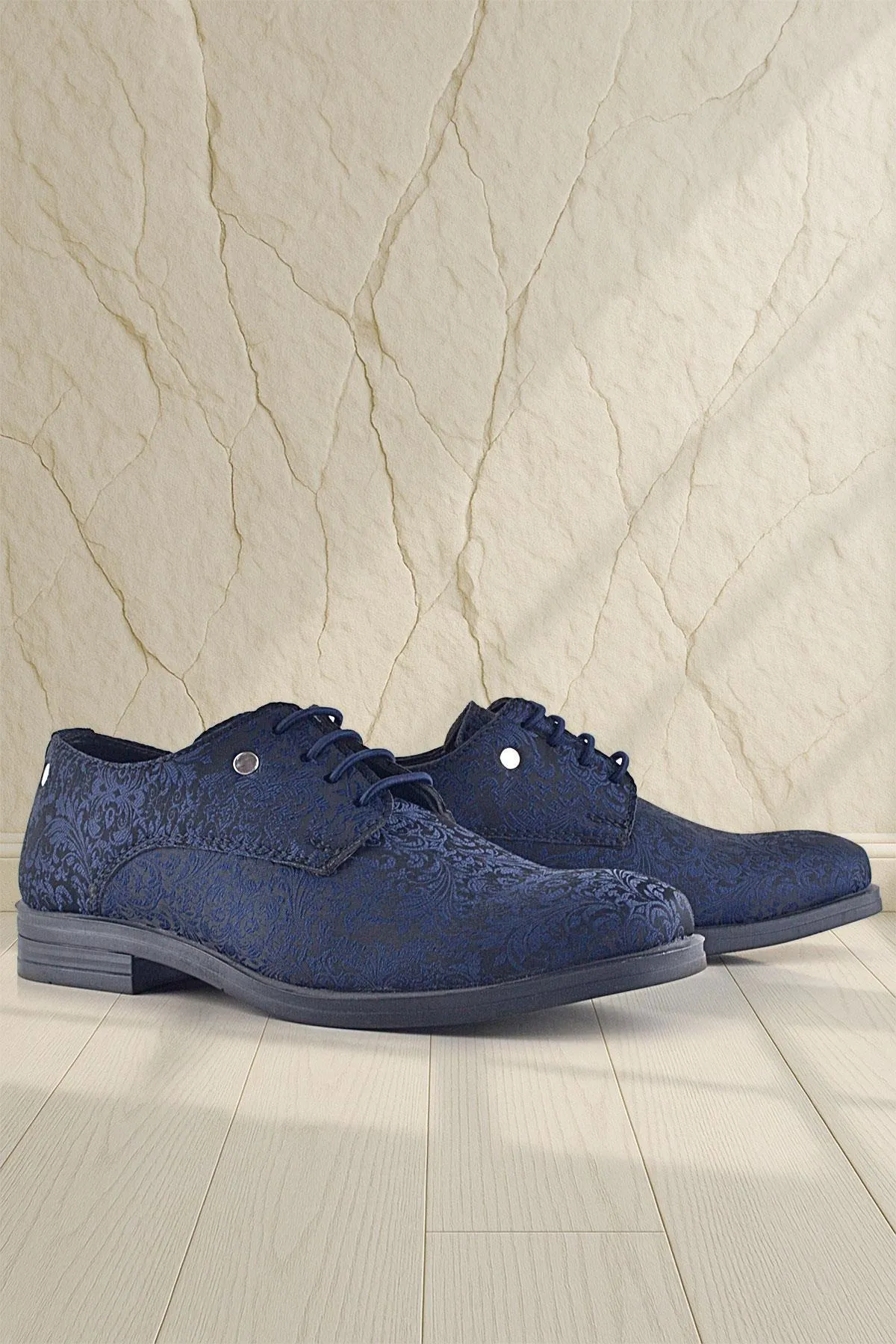 Lacivert Metal Detaylı Takım Elbise Çocuk Klasik Ayakkabı