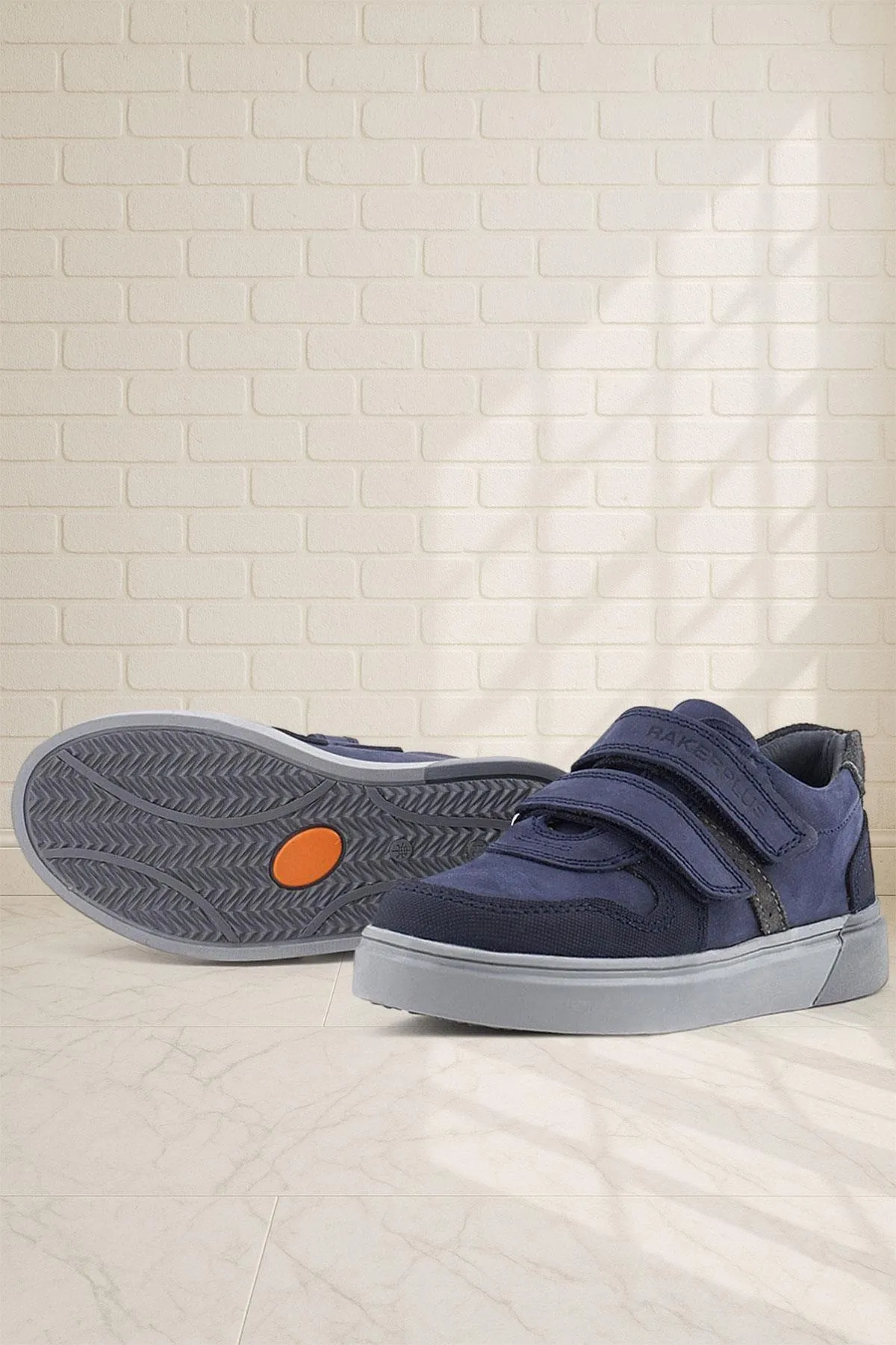 Lacivert Nubuk Cırtlı Hakiki Deri Erkek Çocuk Okul Ayakkabı