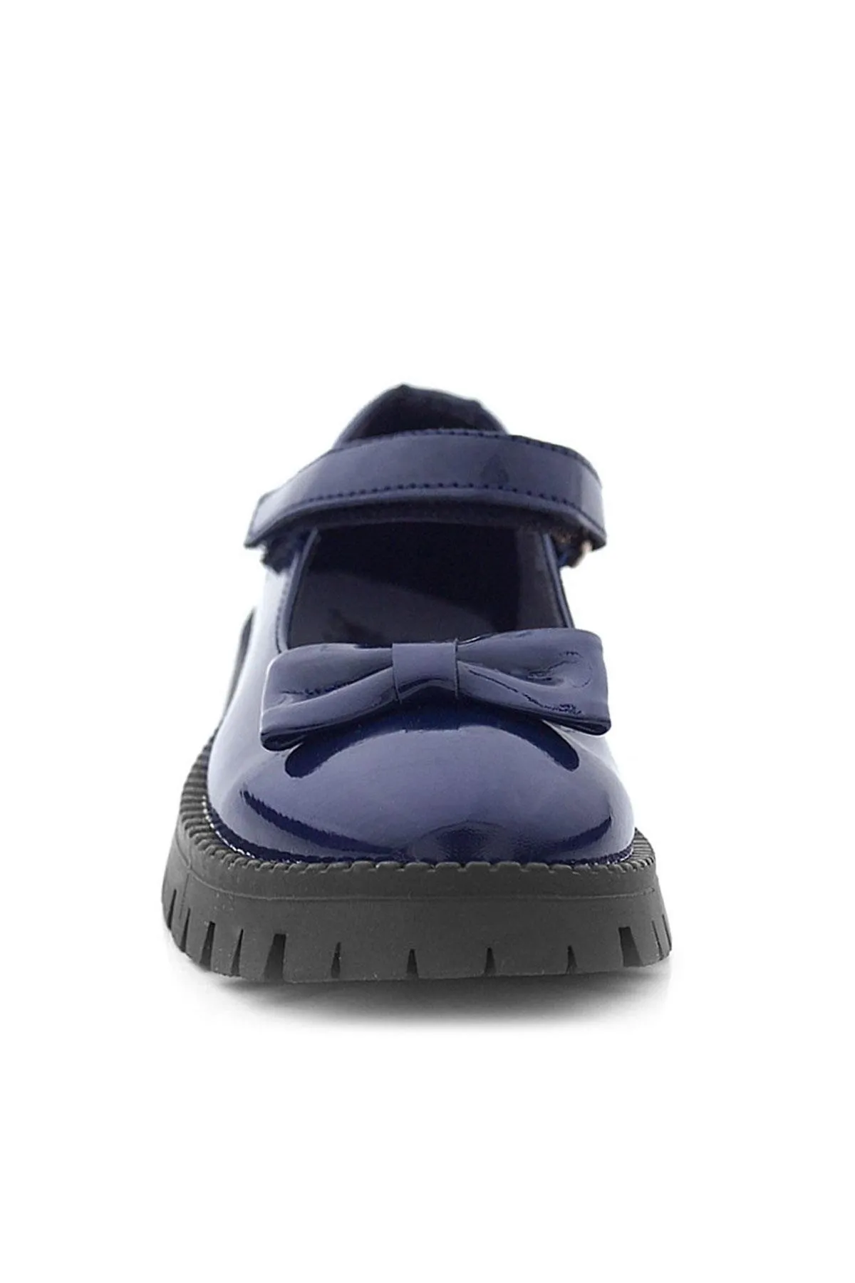 Lacivert Rugan Kalın Tabanlı Cırtlı Kız Çocuk Babet