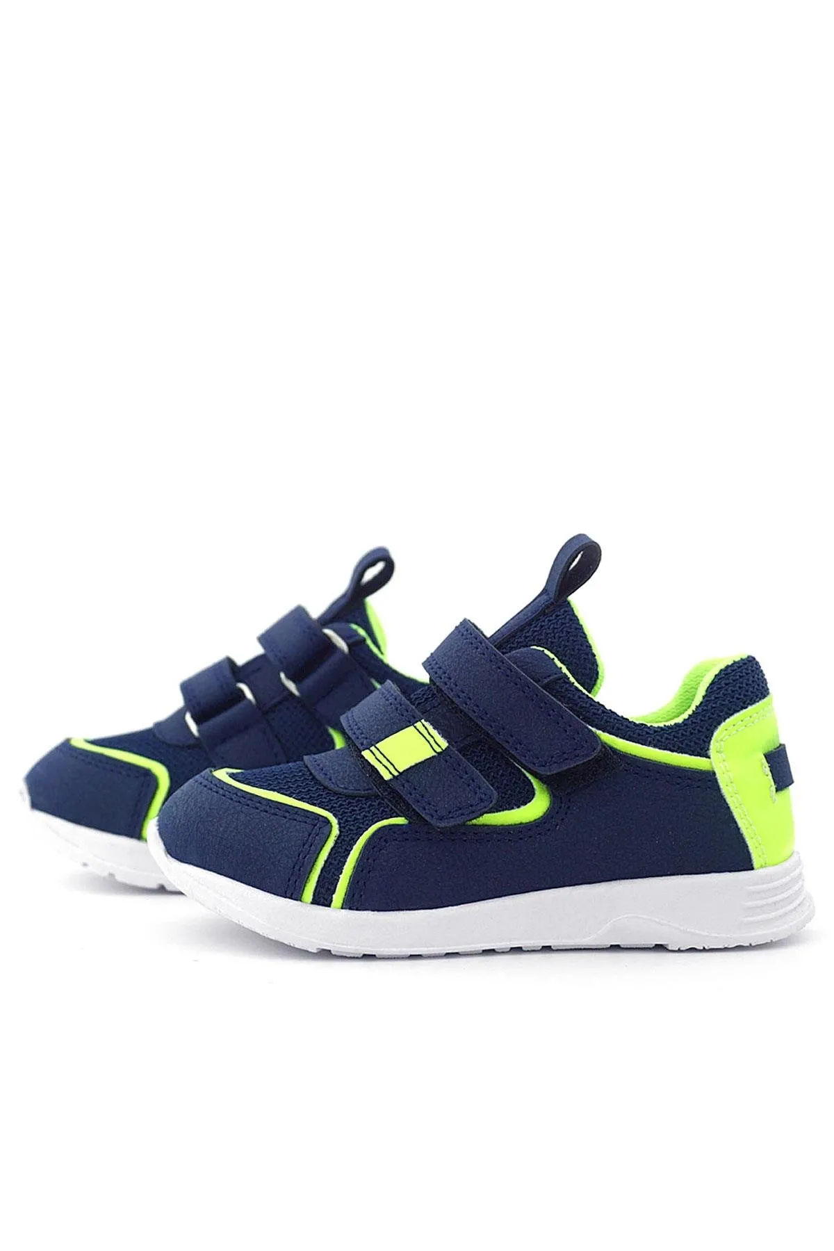 Lacivert Sarı Cırt Cırtlı Erkek Çocuk Spor Ayakkabı