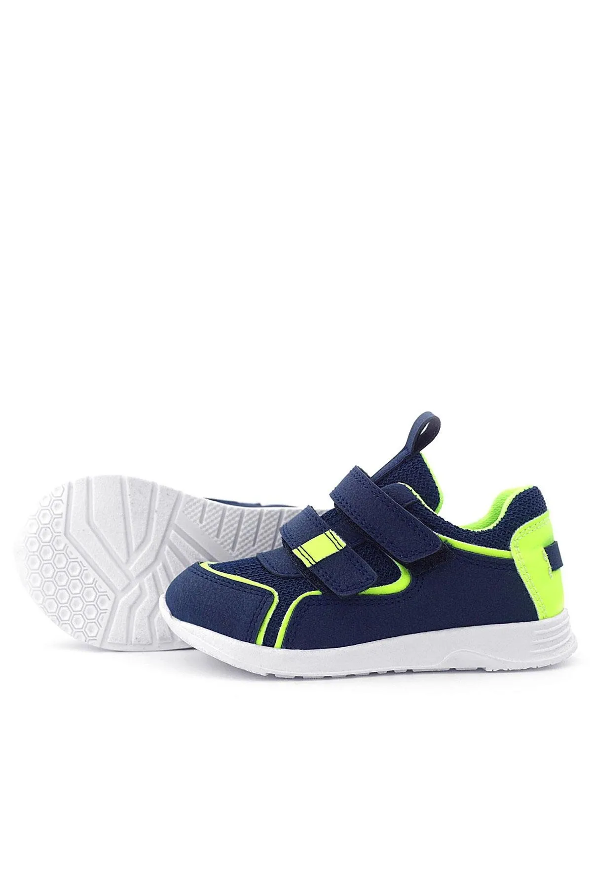 Lacivert Sarı Cırt Cırtlı Erkek Çocuk Spor Ayakkabı