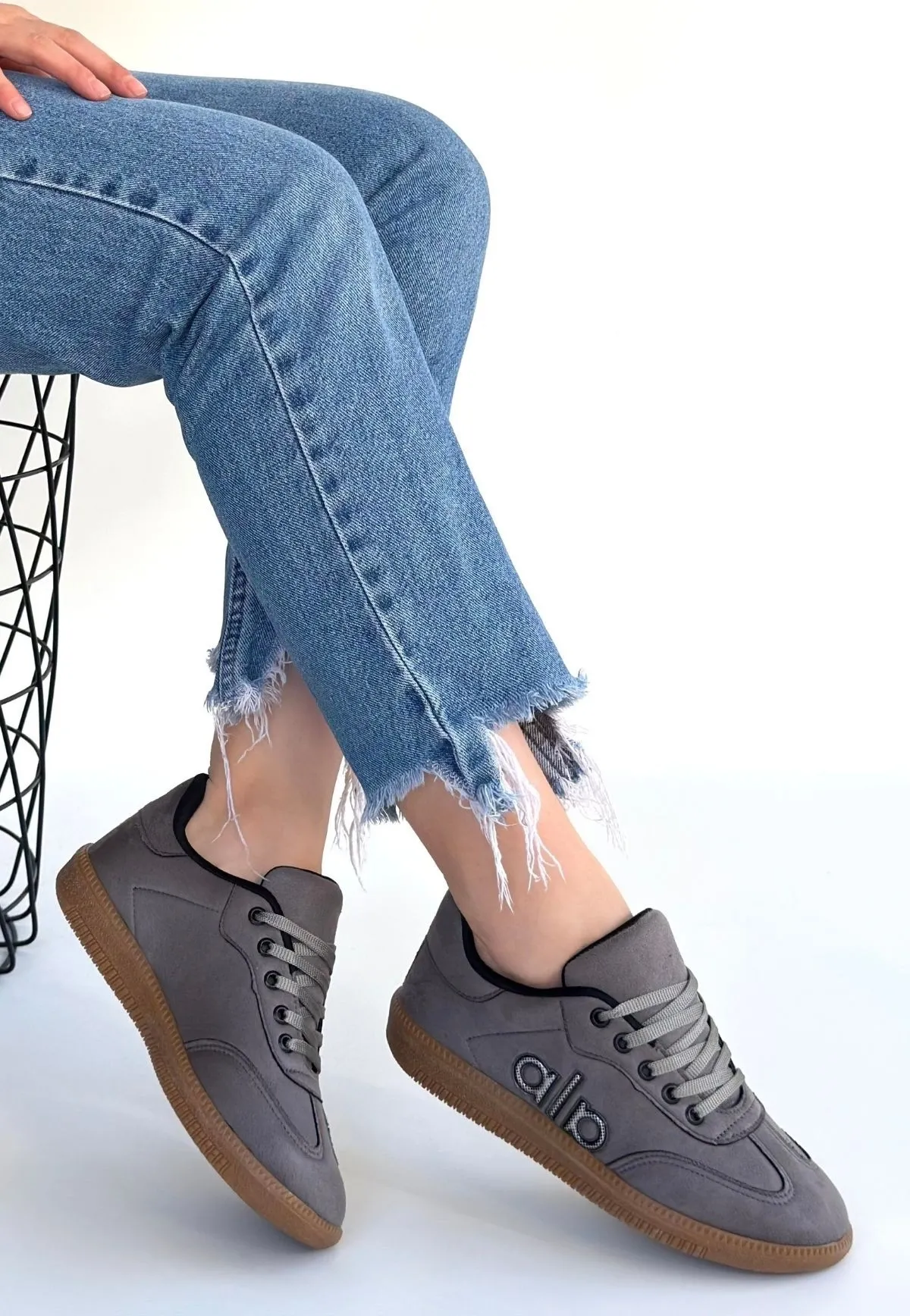 Lendo Gri Süet Bağcıklı Spor Ayakkabı