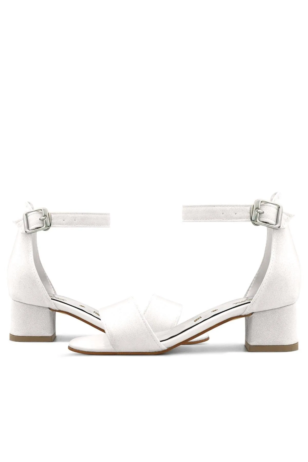 Lilo Simli Beyaz Tek Bantlı Kız Çocuk Topuklu Abiye Ayakkabı