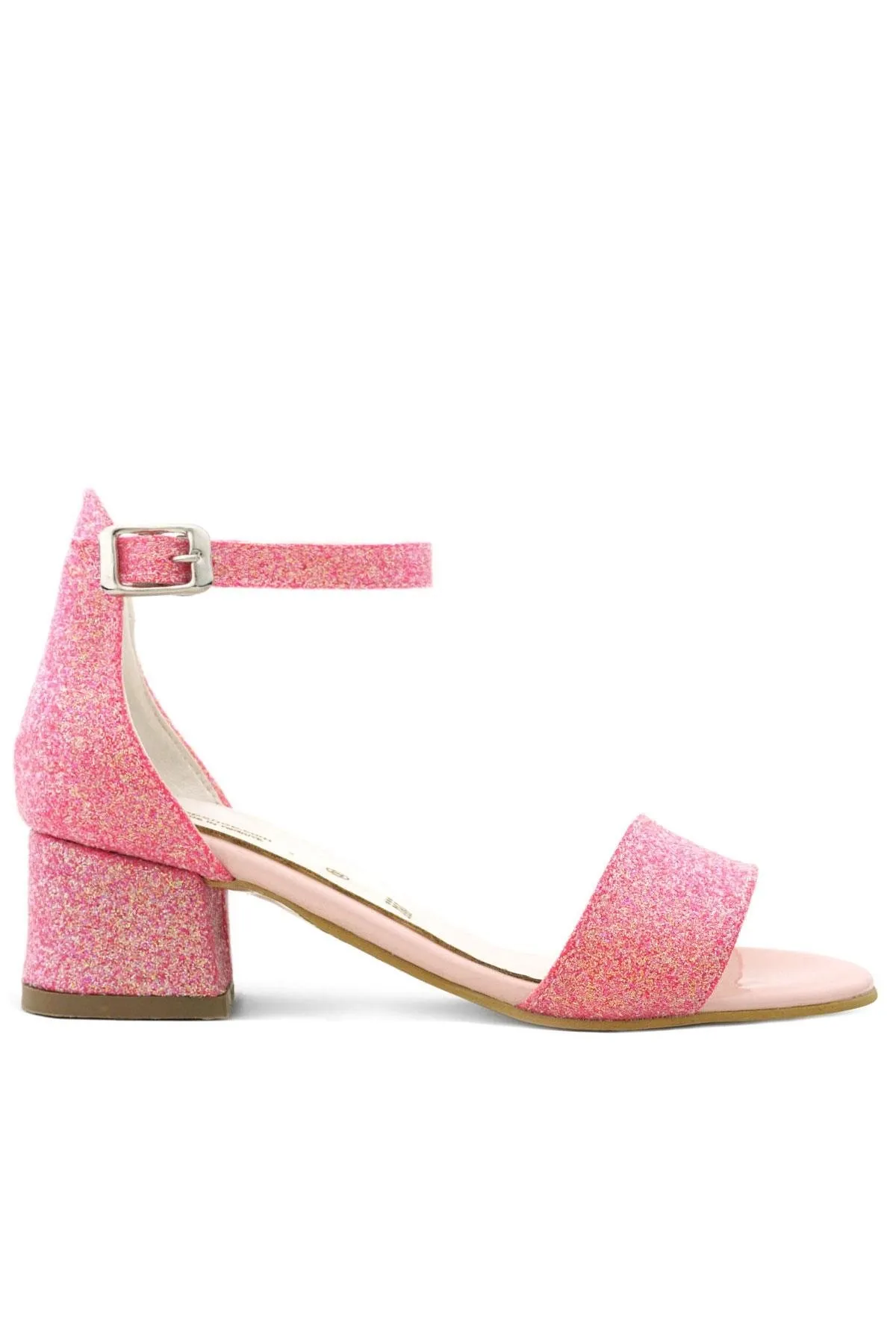 Lilo Simli Fuşya Pembe Tek Bantlı Kız Çocuk Topuklu Abiye Ayakkabı