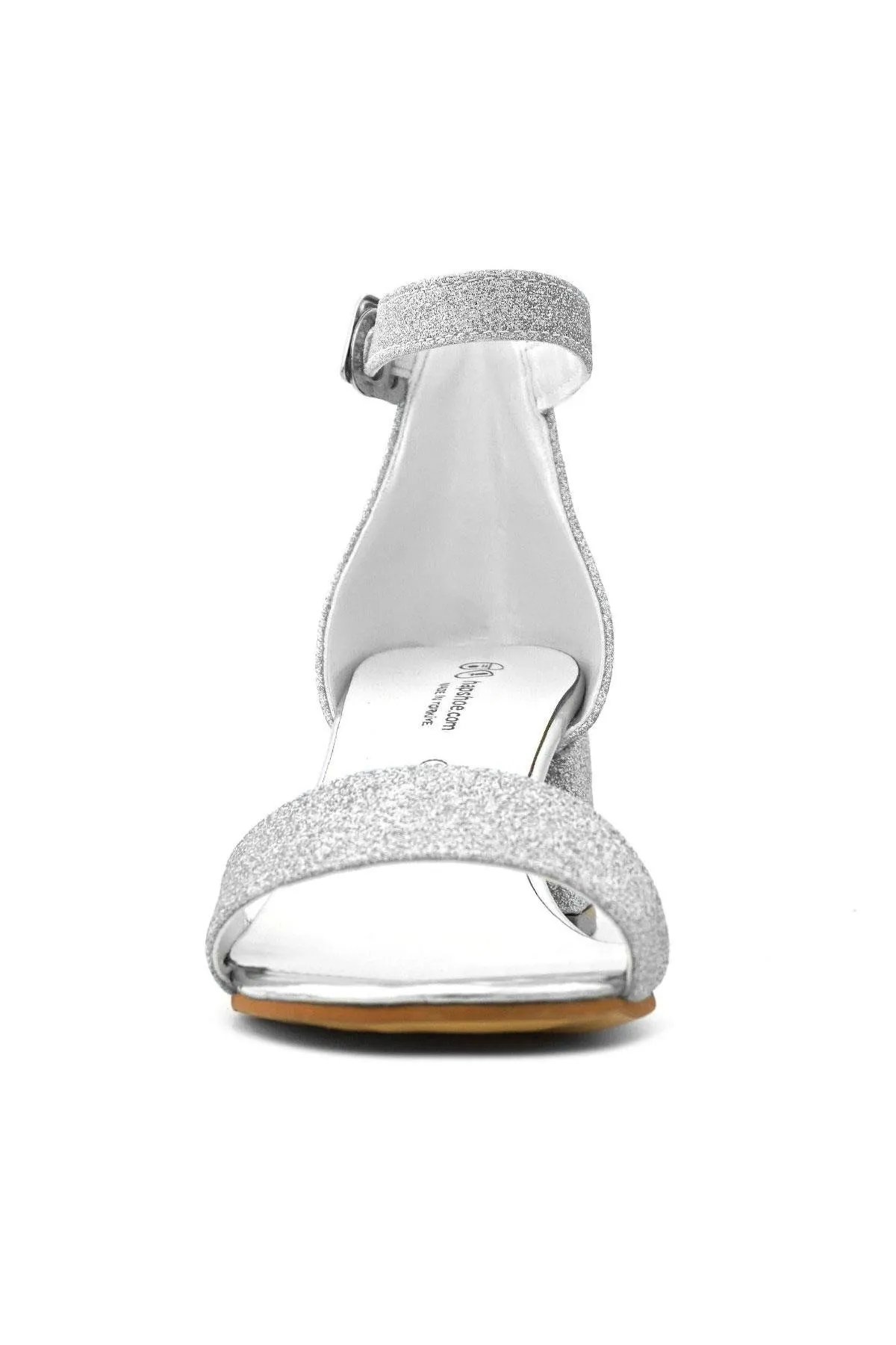 Lilo Simli Gümüş Tek Bantlı Kız Çocuk Topuklu Abiye Ayakkabı