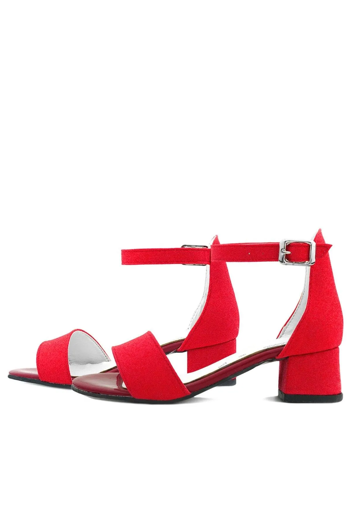 Lilo Simli Kırmızı Tek Bantlı Kız Çocuk Topuklu Abiye Ayakkabı
