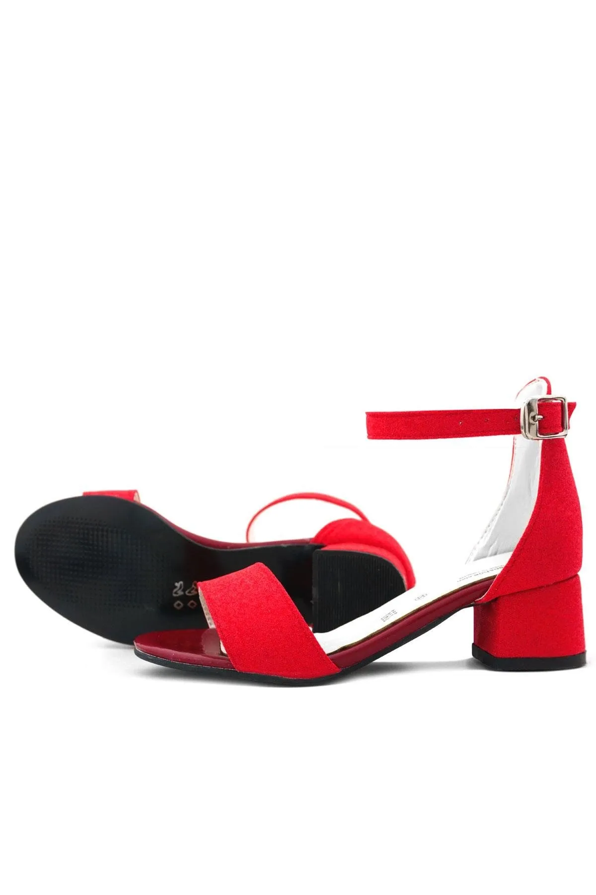 Lilo Simli Kırmızı Tek Bantlı Kız Çocuk Topuklu Abiye Ayakkabı