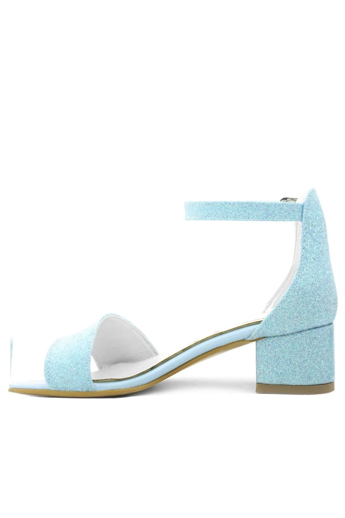 Lilo Simli Mavi Tek Bantlı Kız Çocuk Topuklu Abiye Ayakkabı