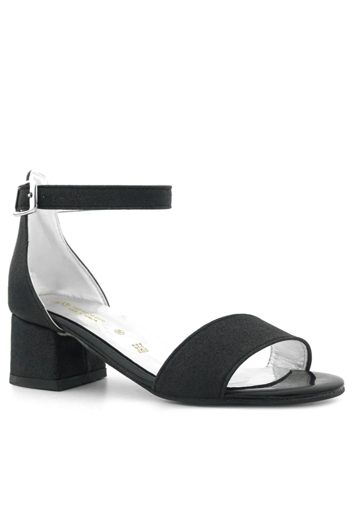 Lilo Simli Siyah Tek Bantlı Kız Çocuk Topuklu Abiye Ayakkabı