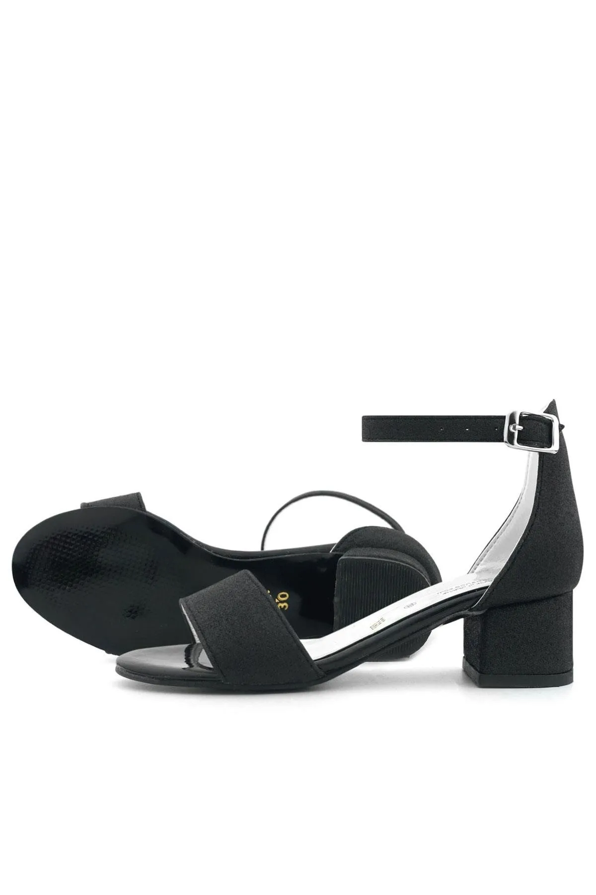 Lilo Simli Siyah Tek Bantlı Kız Çocuk Topuklu Abiye Ayakkabı
