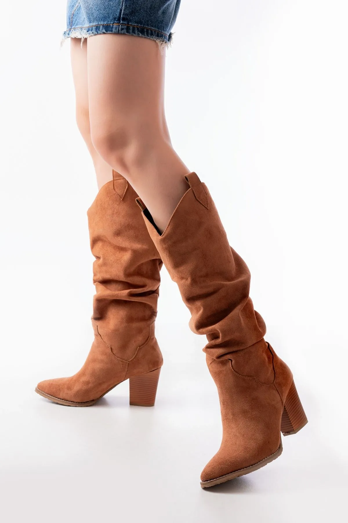 Ls-1884 Taba Süet Günlük Kadın Çizme