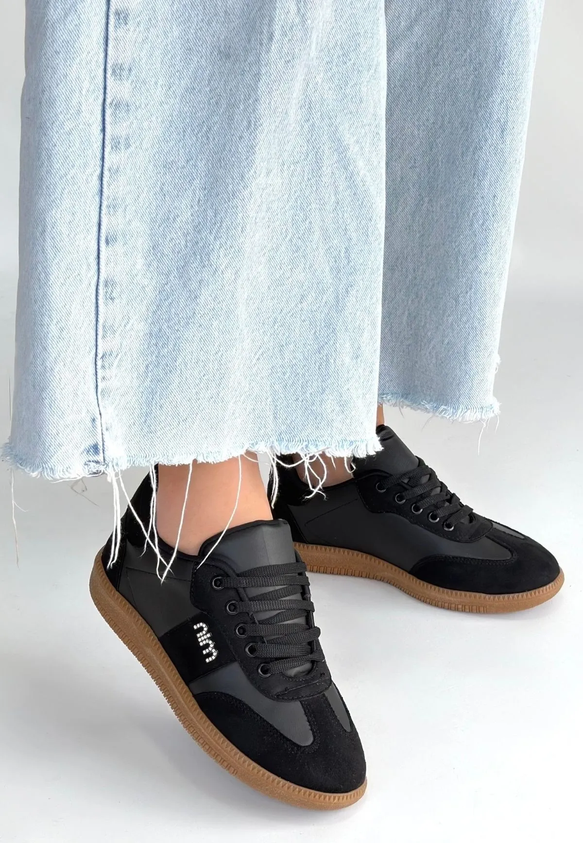 Lunga Siyah Cilt Bağcıklı Spor Ayakkabı