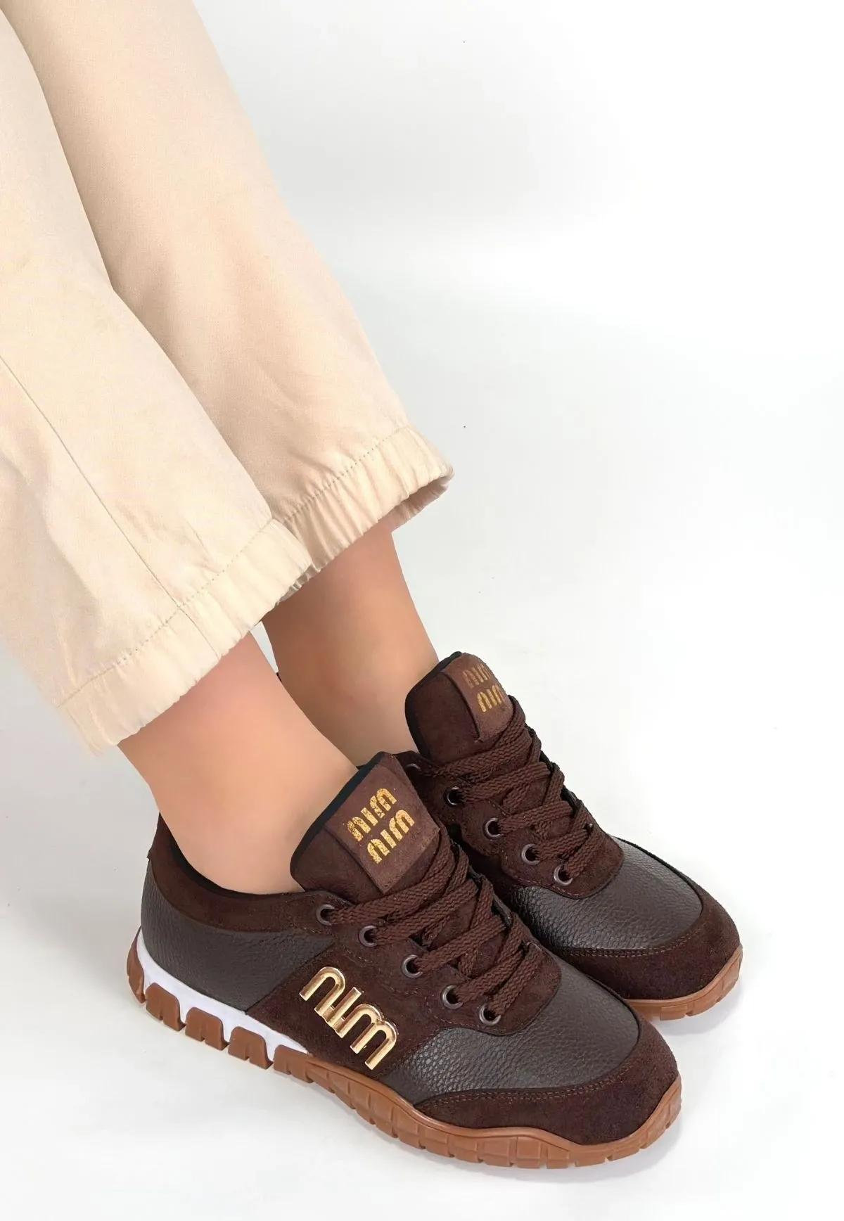 Marje Kahverengi Cilt Bağcıklı Spor Ayakkabı