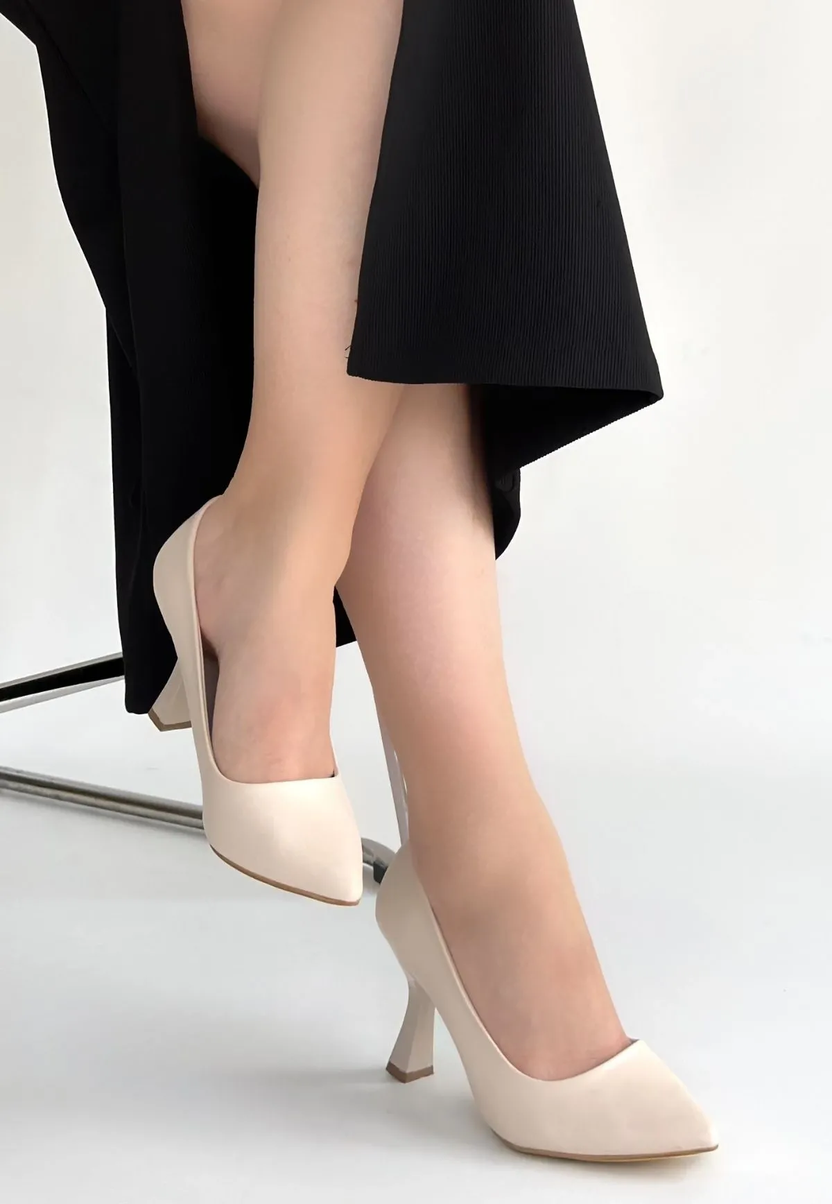 Meyli Bej Cilt Topuklu Ayakkabı