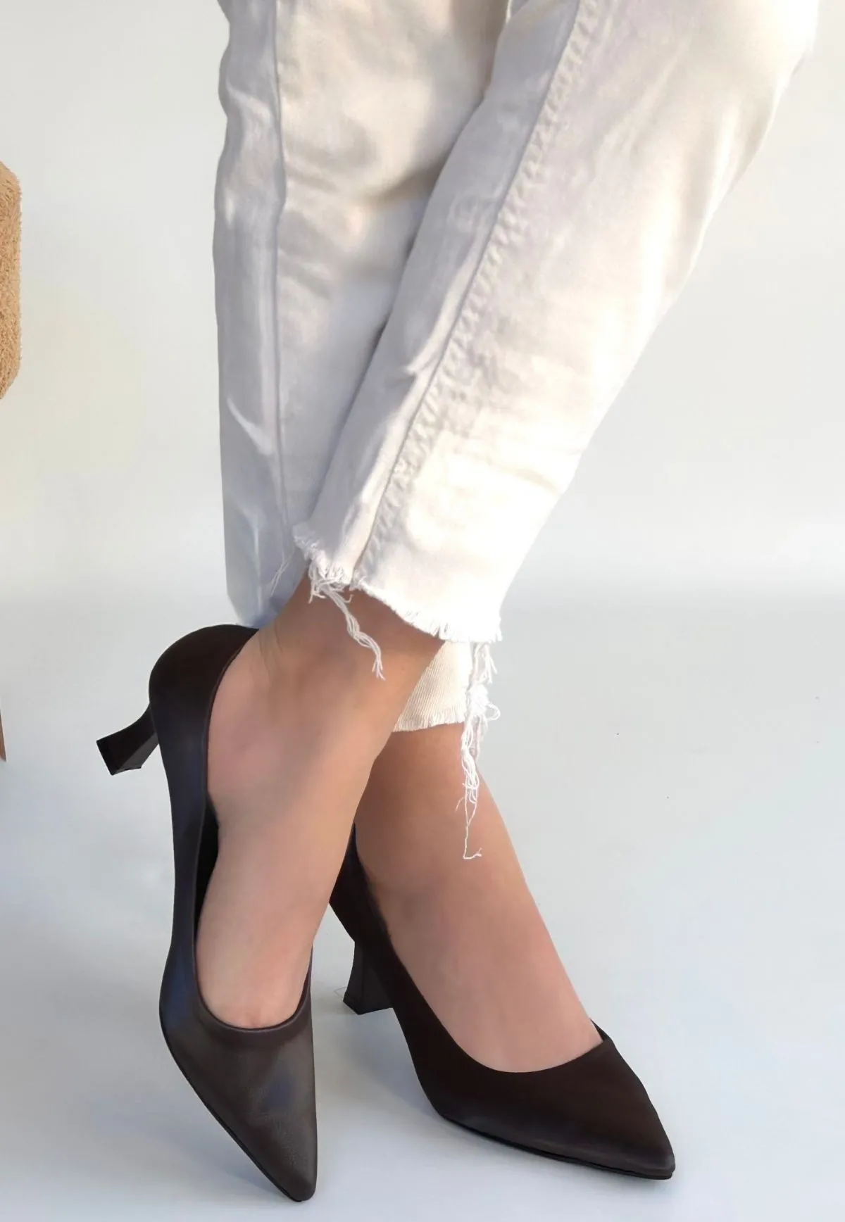 Mırta Acı Kahve Cilt Topuklu Ayakkabı