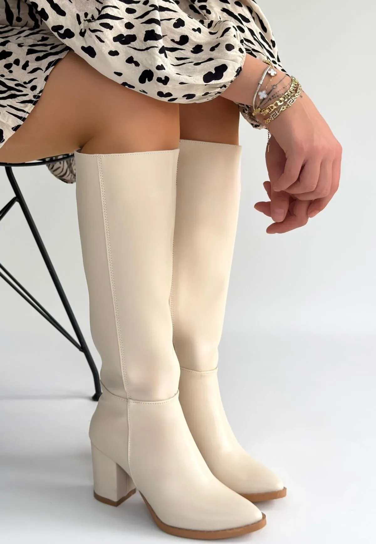 Morena Bej Cilt Bej Tabanlı Topuklu Çizme