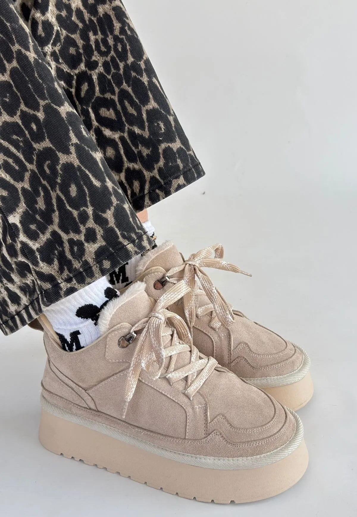 Muden Bej Süet Bağcıklı Bot