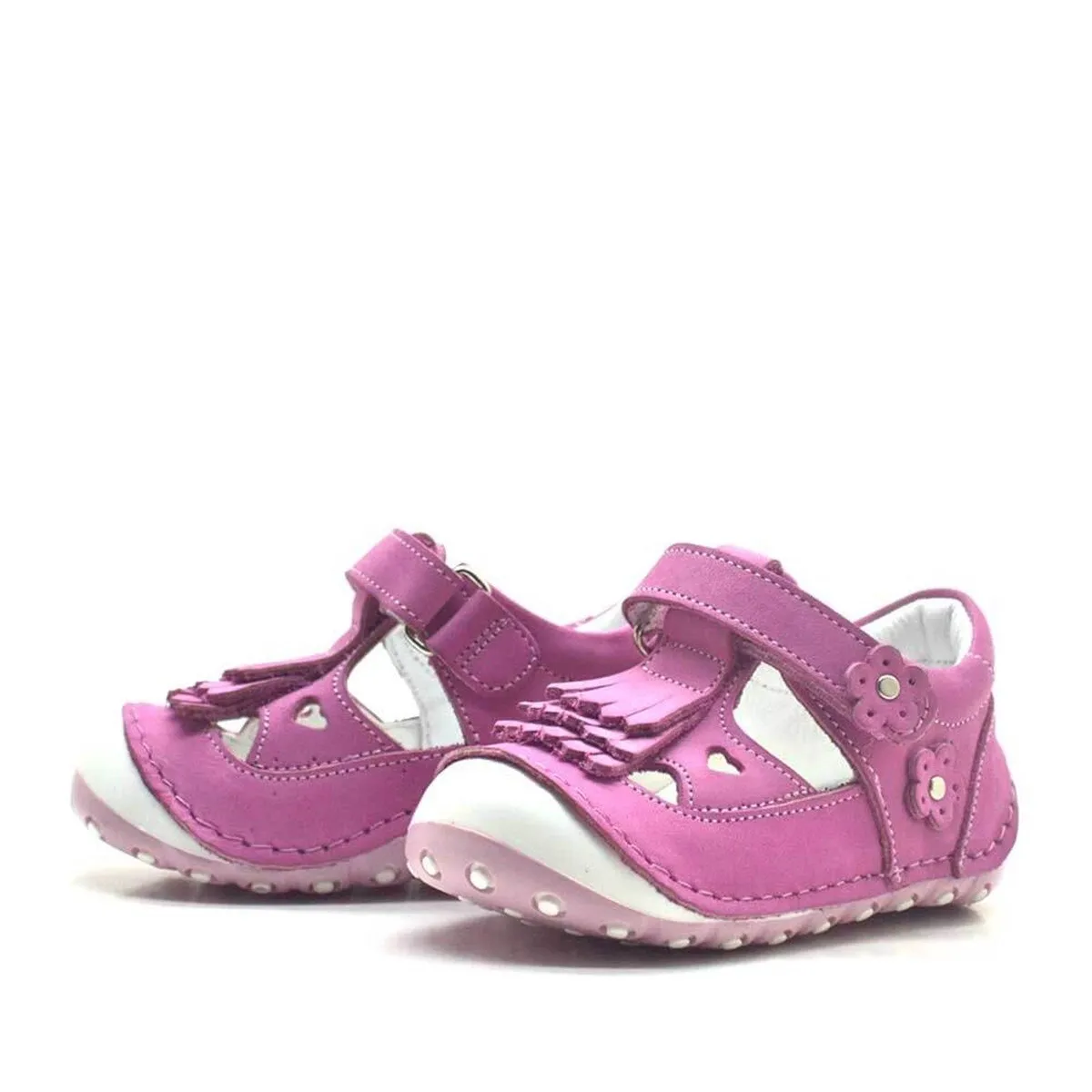 Nino Hakiki Deri Açık Pembe Cırtlı Yazlık İlk Adım Ayakkabı