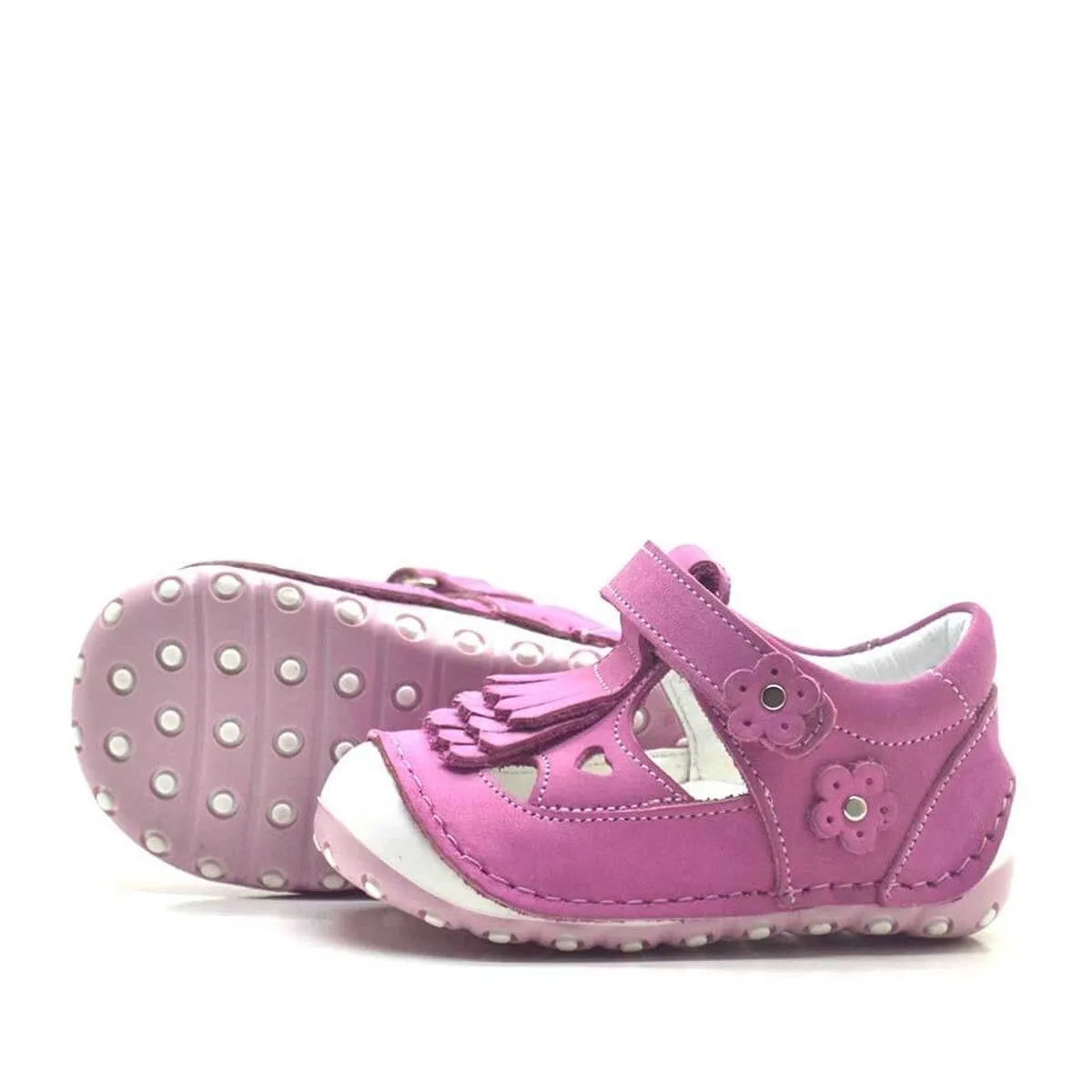 Nino Hakiki Deri Açık Pembe Cırtlı Yazlık İlk Adım Ayakkabı