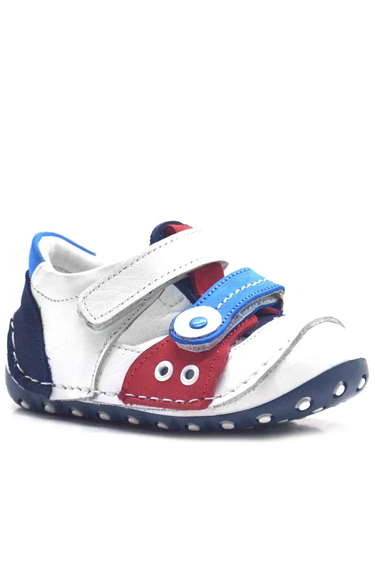 Nino Hakiki Deri Beyaz Cırtlı Yazlık İlk Adım Ayakkabı